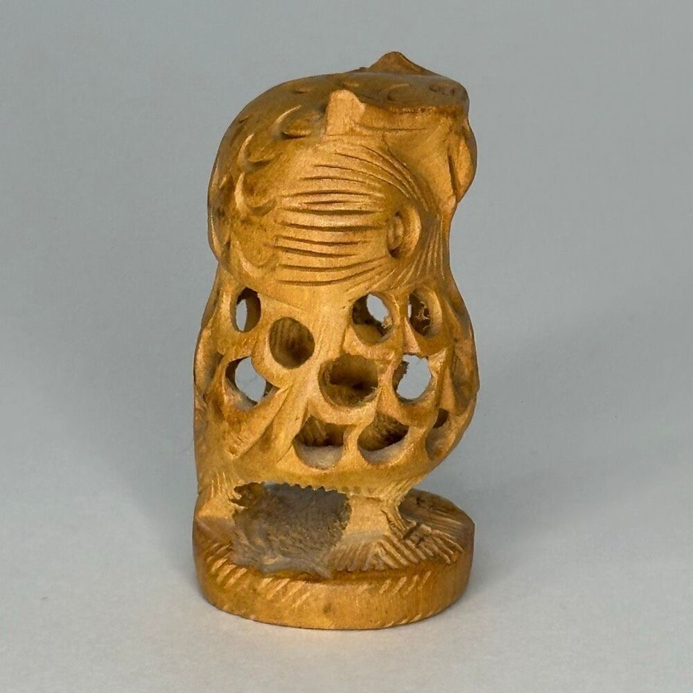 Vintage Hand Carved Wooden Owl With Baby Owl Inside - Picture 4 of 10